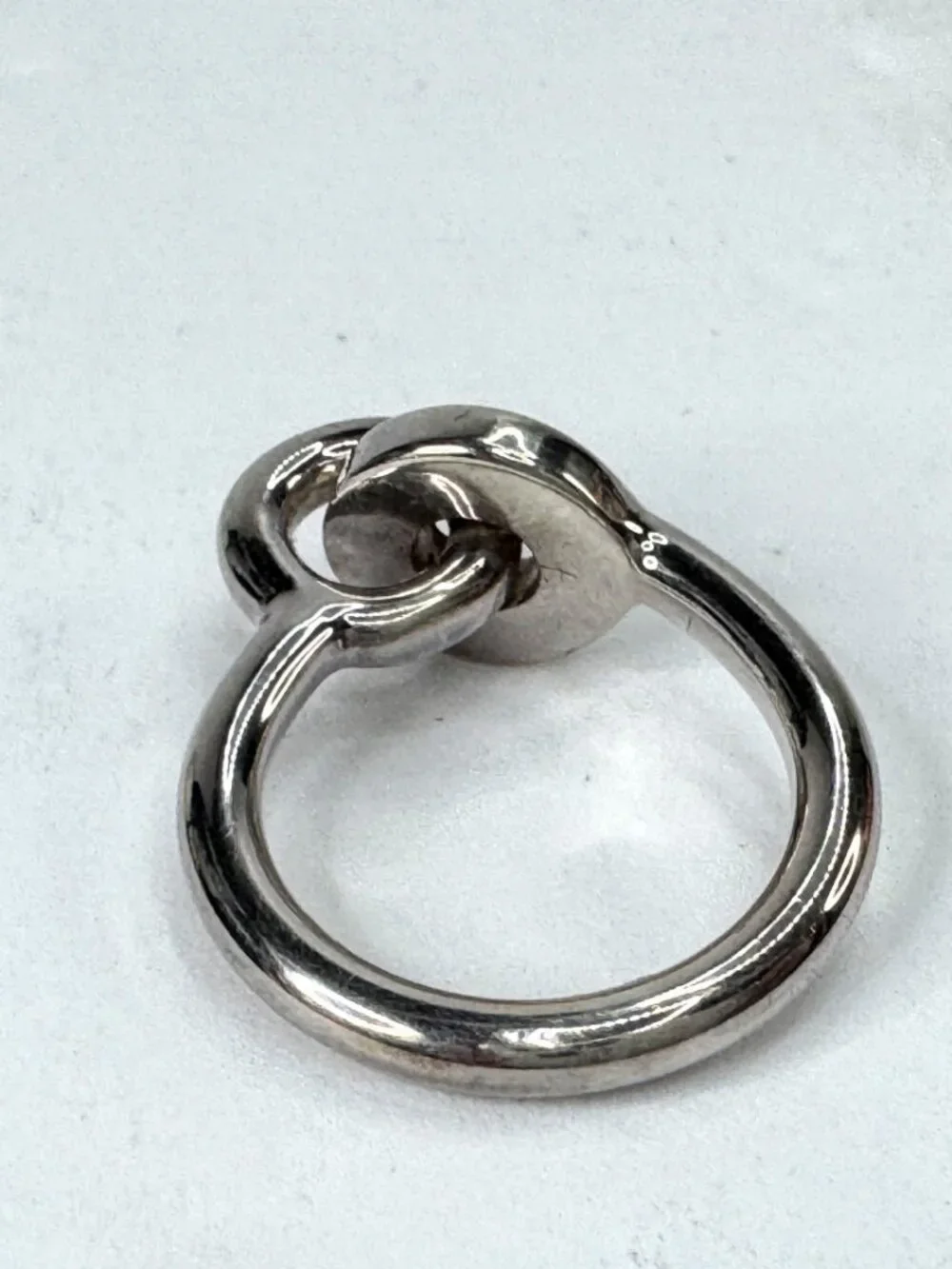 Vintage Hermès Dubbel O Silver Tone Horseshoe Charm Wide Ring with Box GS868